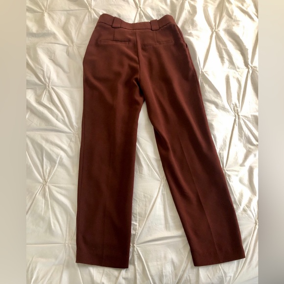 Zara H&M Pleated Front Tapered Leg Pant Brown/Maroon Size 2 - Picture 4 of 7
